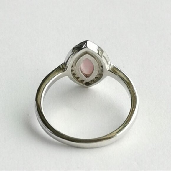 Pink Chalcedony CZ Halo ring sterling silver size 8 - Picture 4 of 8
